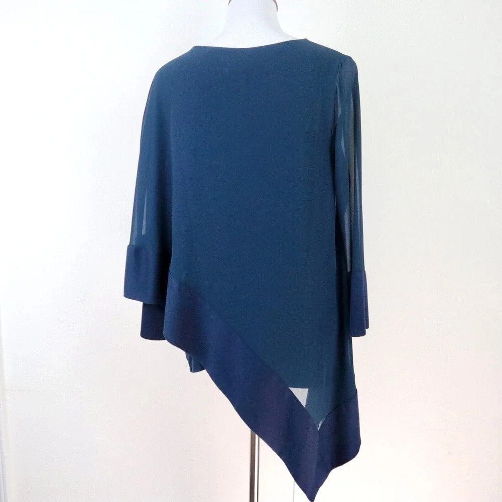 Soft Surroundings Size S Adler Asymmetrical Tunic Satin Mesh Navy Blue